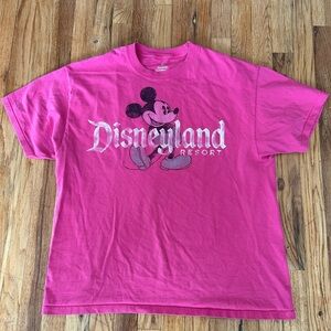 Disneyland Resort Disney Mickey Mouse Pink Distressed Tee Shirt Cotton Hanes XL